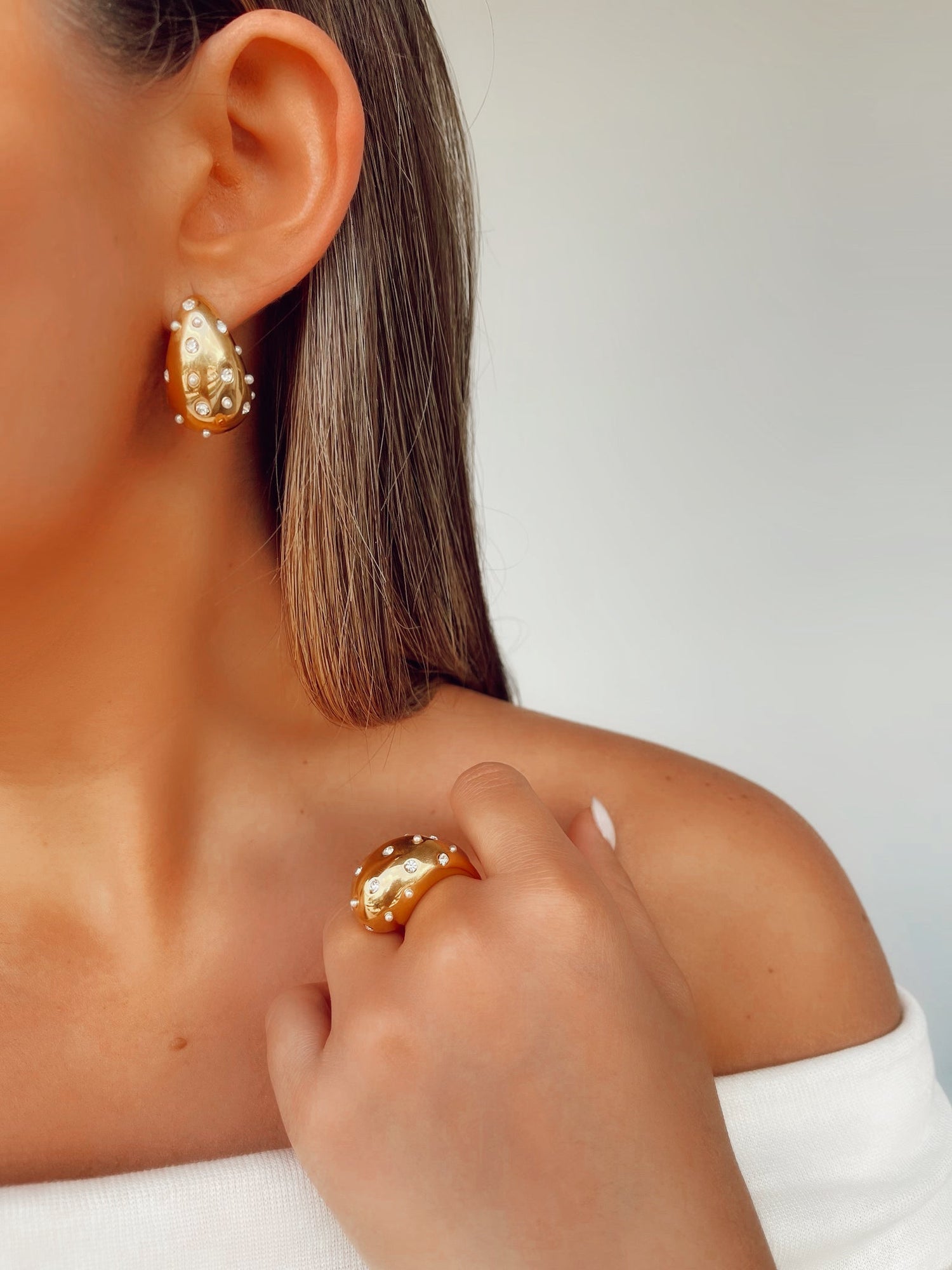 Diamond Droplet Chunky Earrings