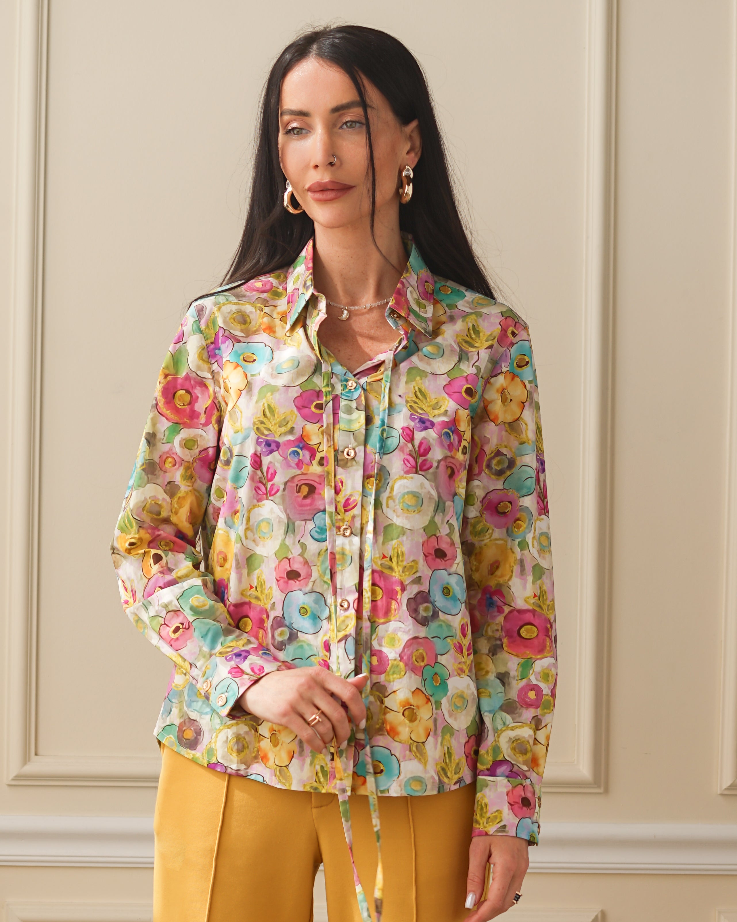 Secretariat Poplin Shirt - Flower Garden