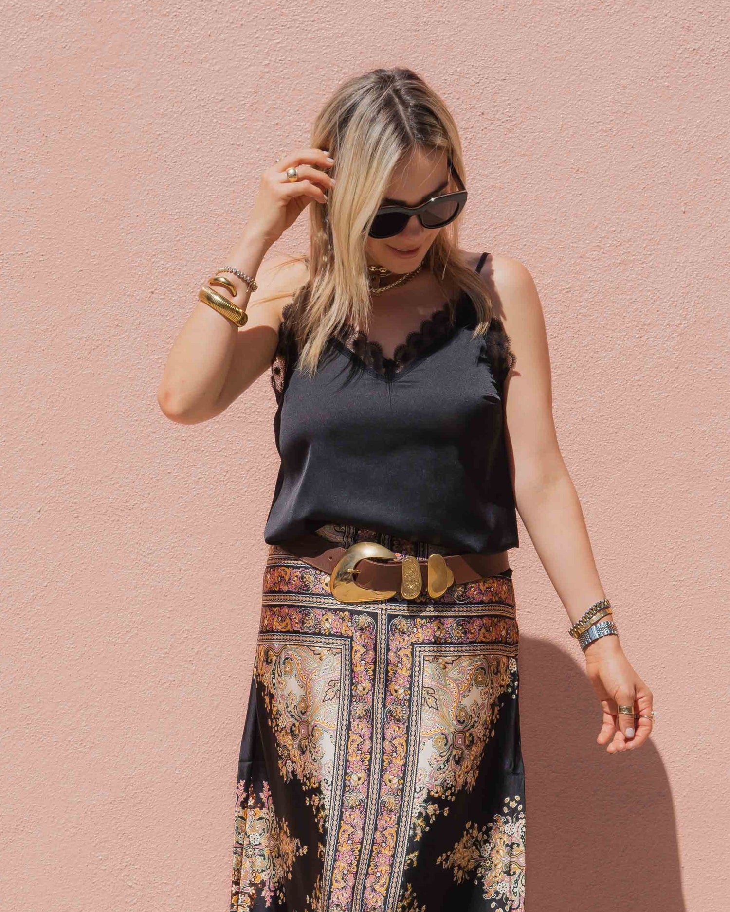 SATIN CAMISOLE WITH LACE