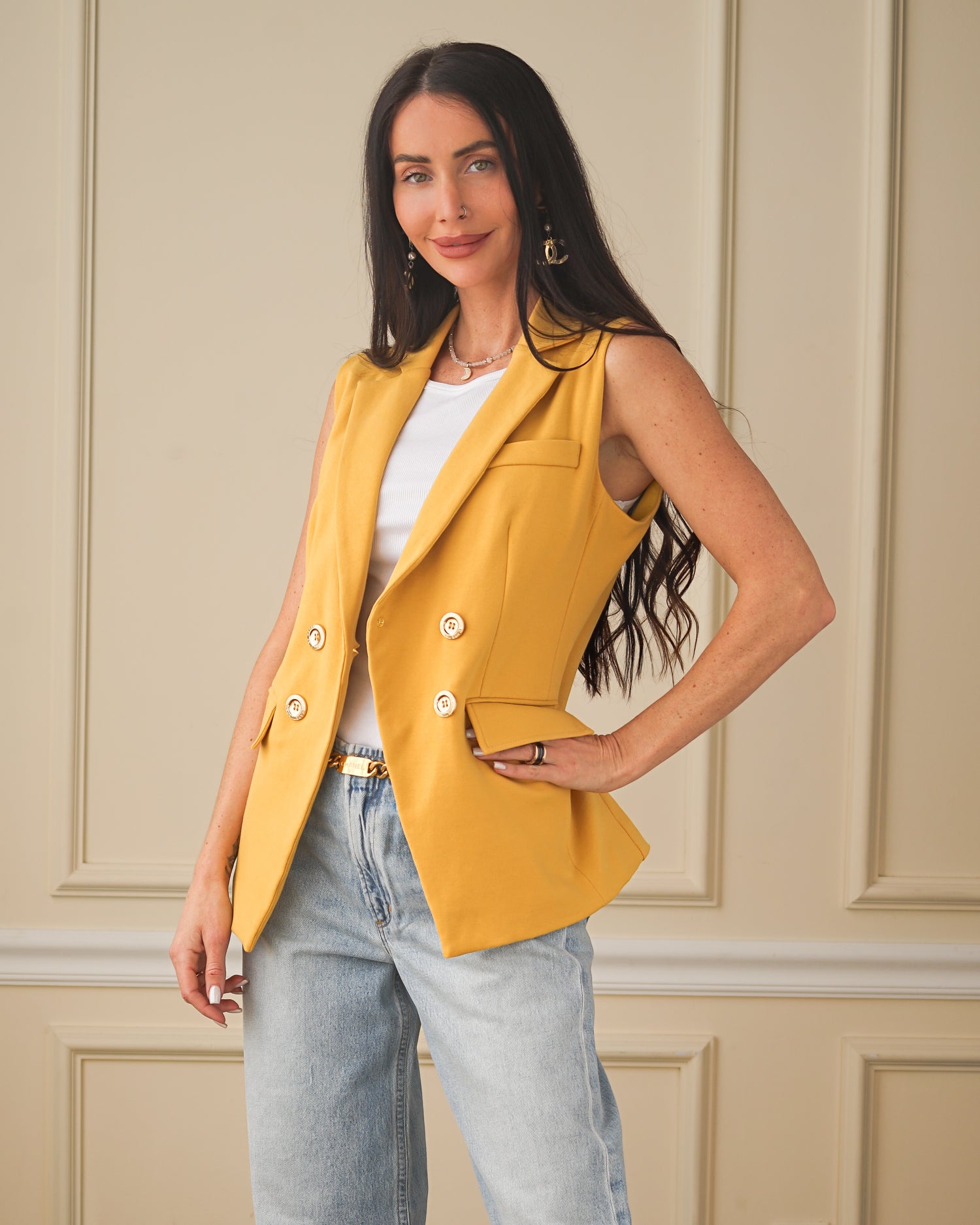Vanessa Interlock Vest Canary