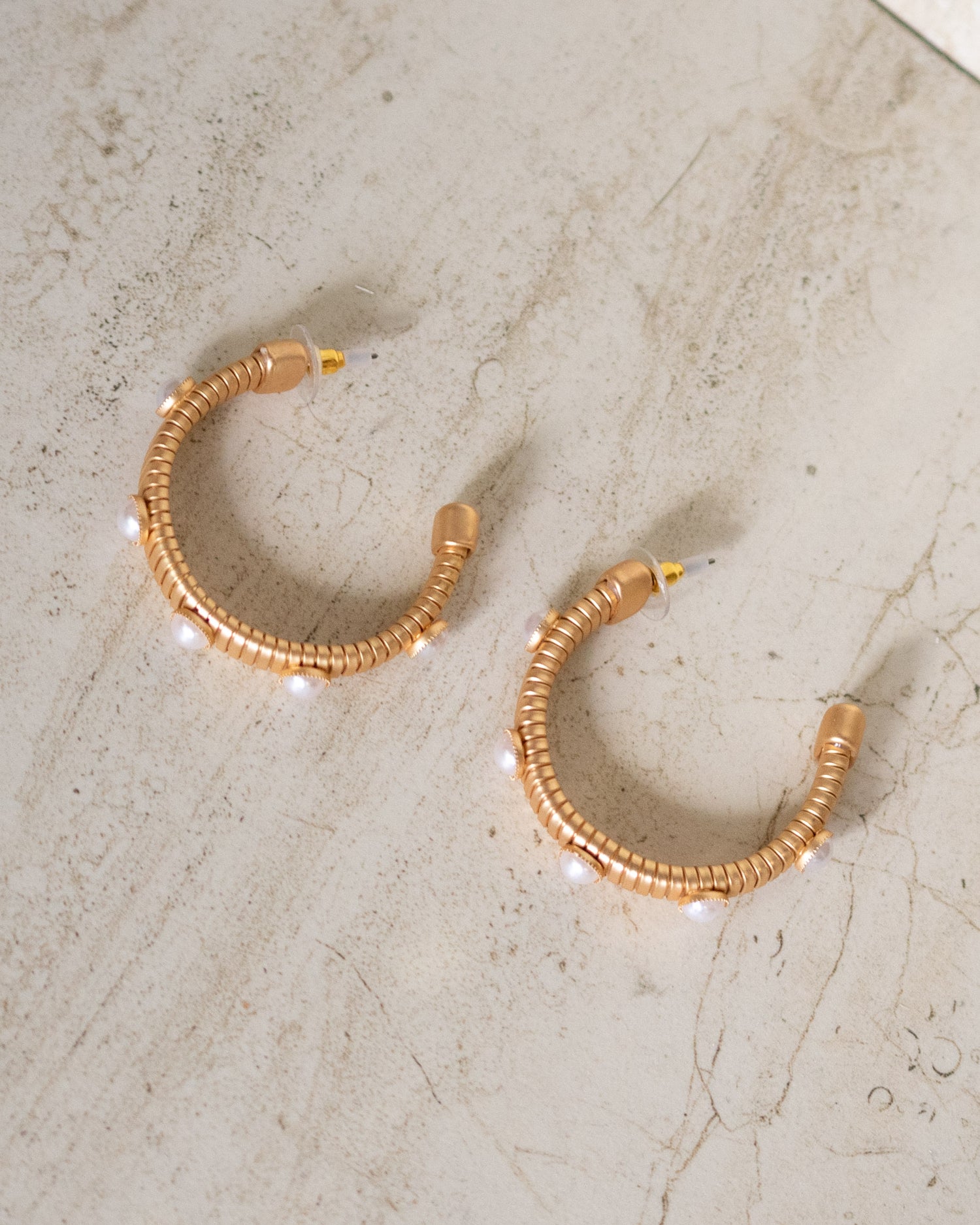Coiled Metallic Pearl Earrings
