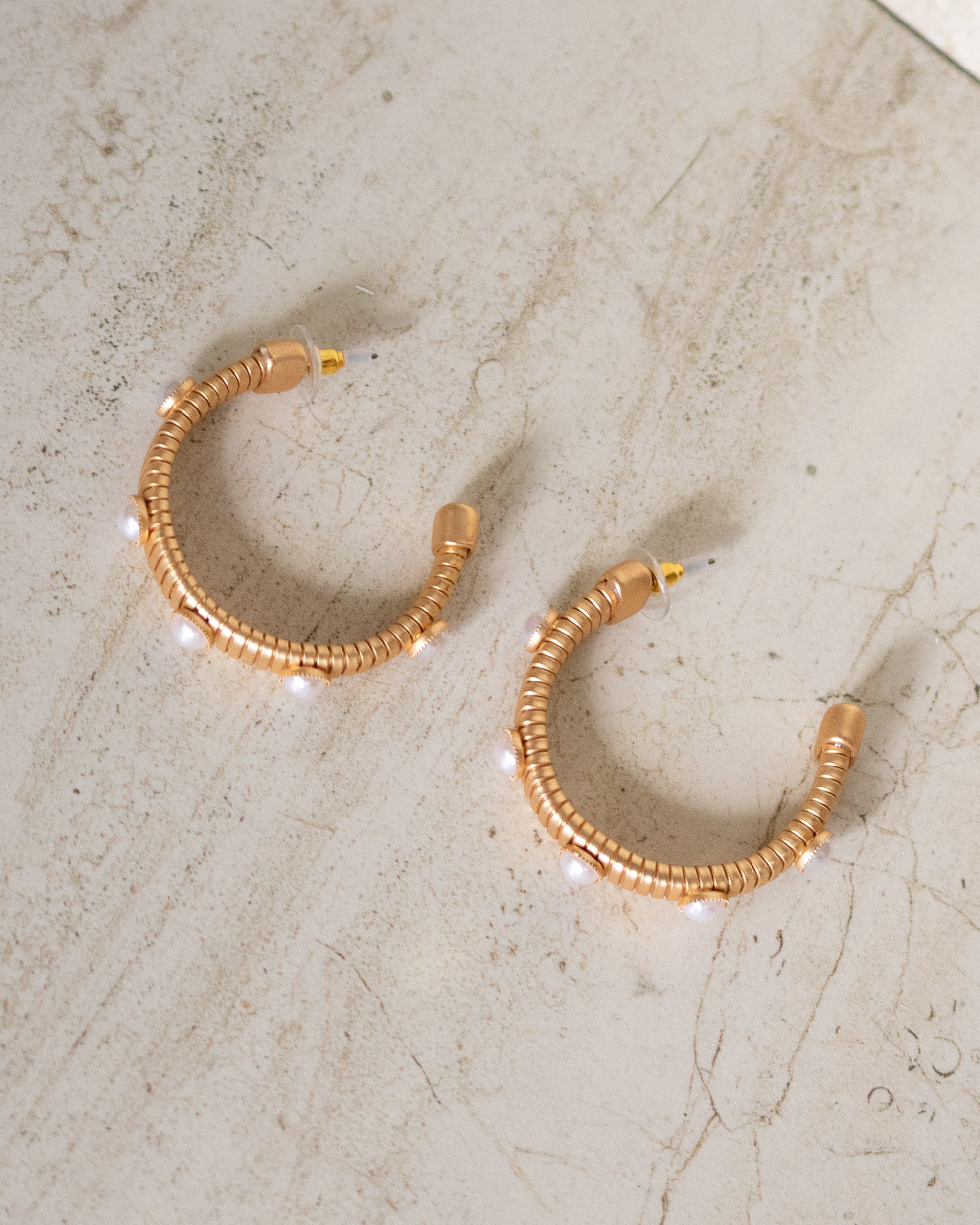 Coiled Metallic Pearl Earrings