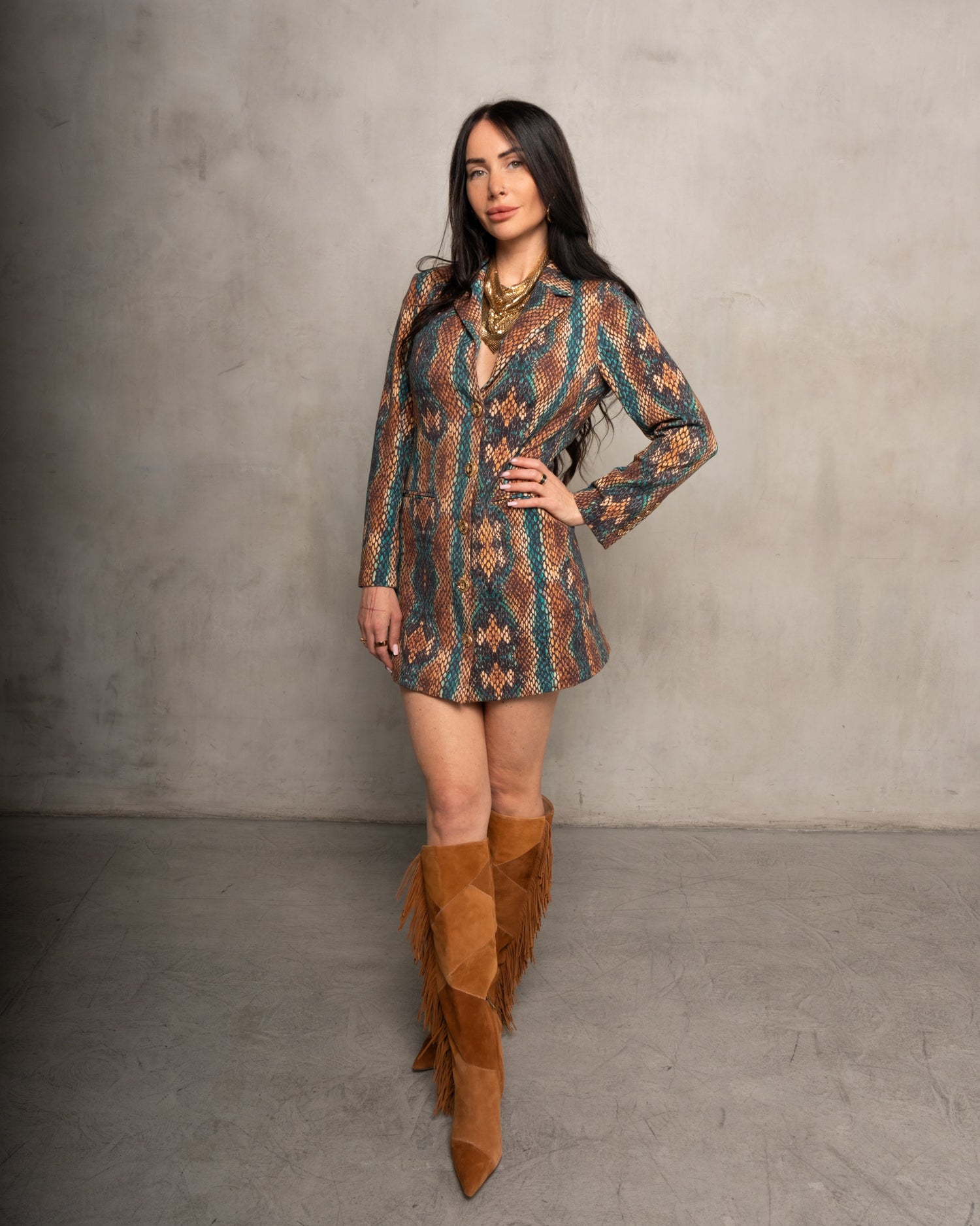 Jess Interlock Blazer Dress Cobra