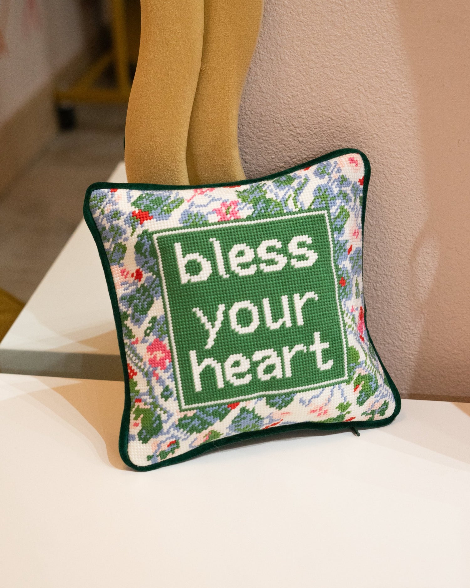 Bless Your Heart Needlepoint Pillow
