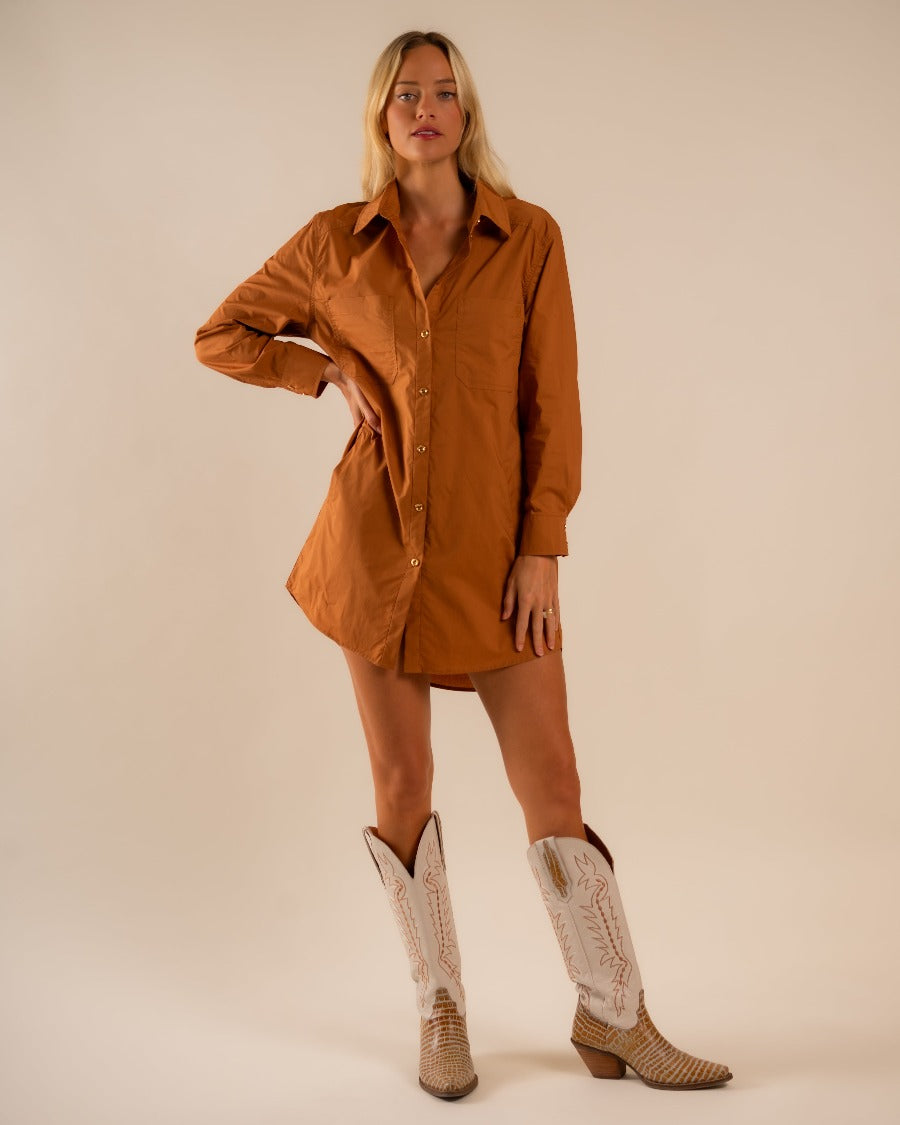 2Basic Preslie Poplin Shirt Dress Terracotta