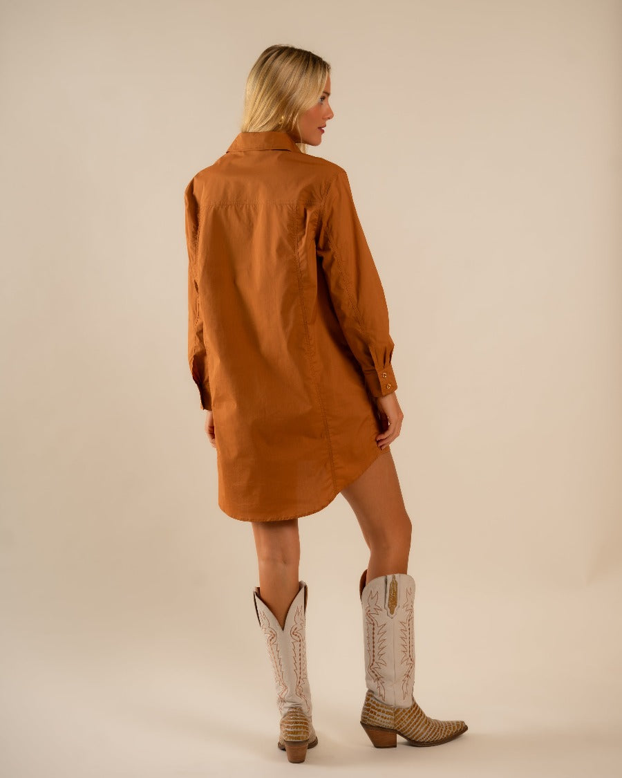 4Basic Preslie Poplin Shirt Dress Terracotta