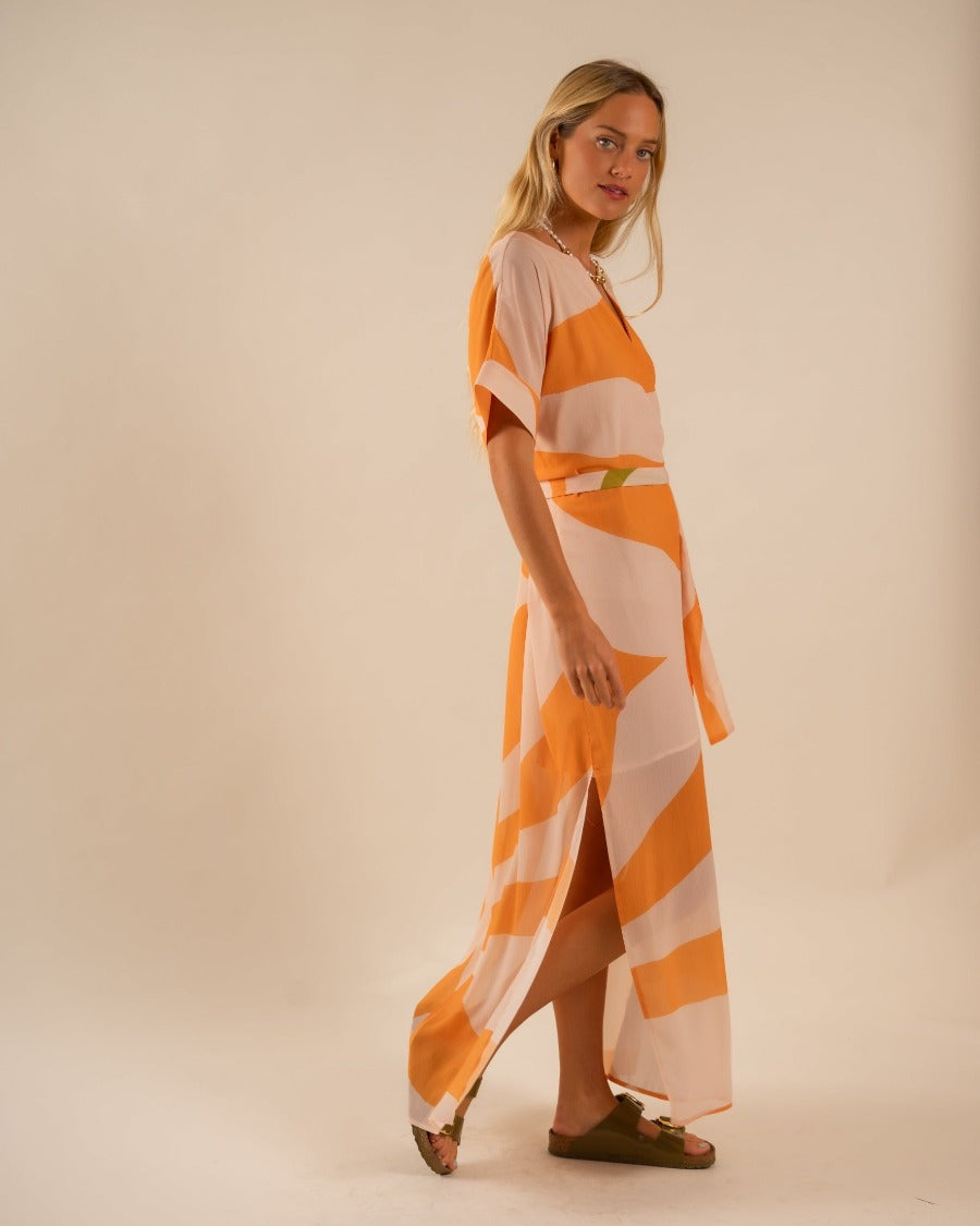 Beatrice Kaftan Dress Sunset Swirling Wind 1