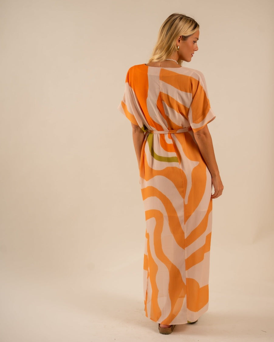 Beatrice Kaftan Dress Sunset Swirling Wind 3
