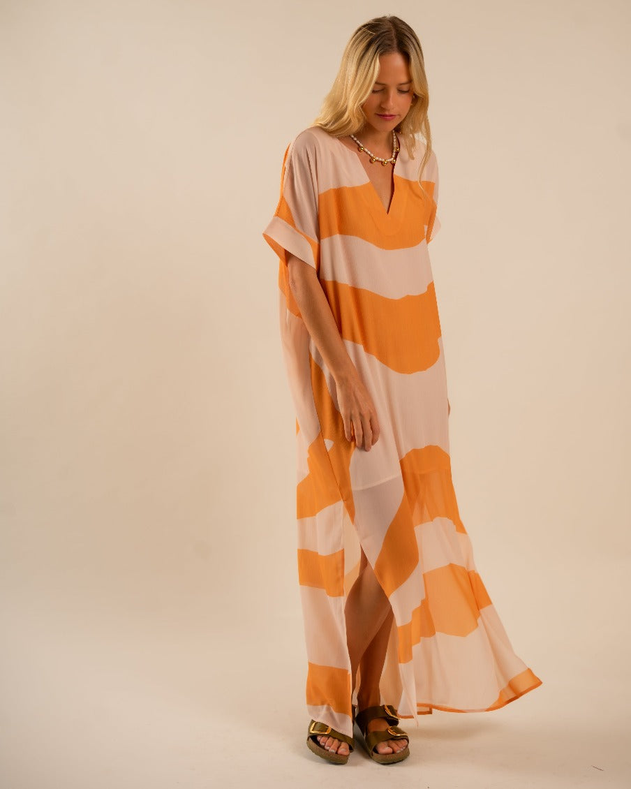 Beatrice Kaftan Dress Sunset Swirling Wind7