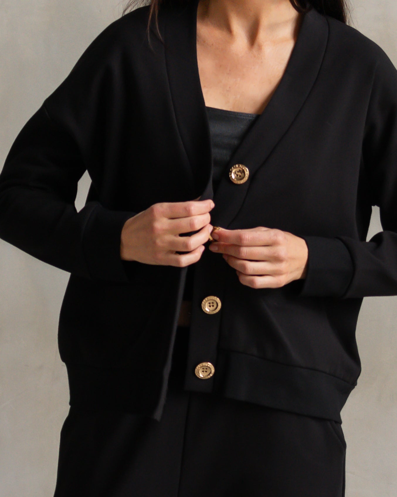 Court Interlock Cardigan Black