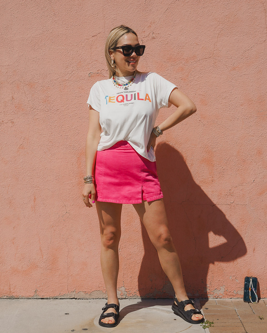 HIGH WAIST COLOR DENIM SKORT