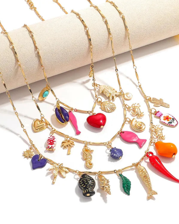 Multi Fish Pendant Necklace