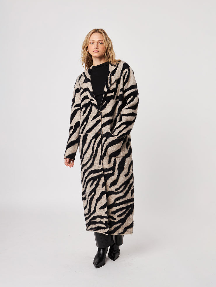 Rashad Long Cardigan - Shadow Zebra