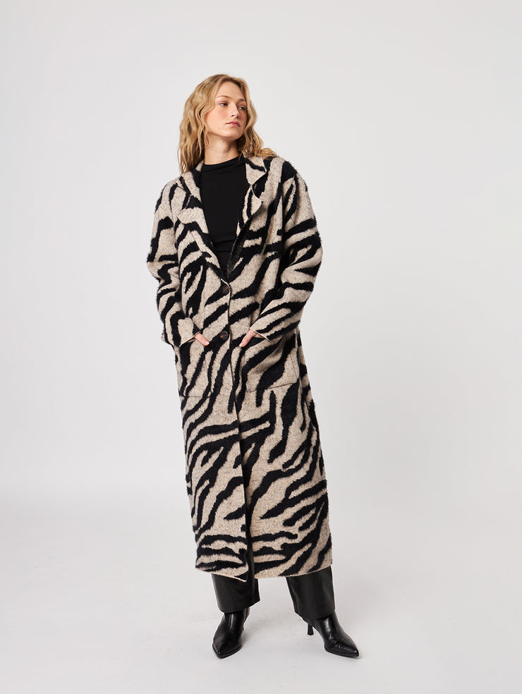 Rashad Long Cardigan - Shadow Zebra