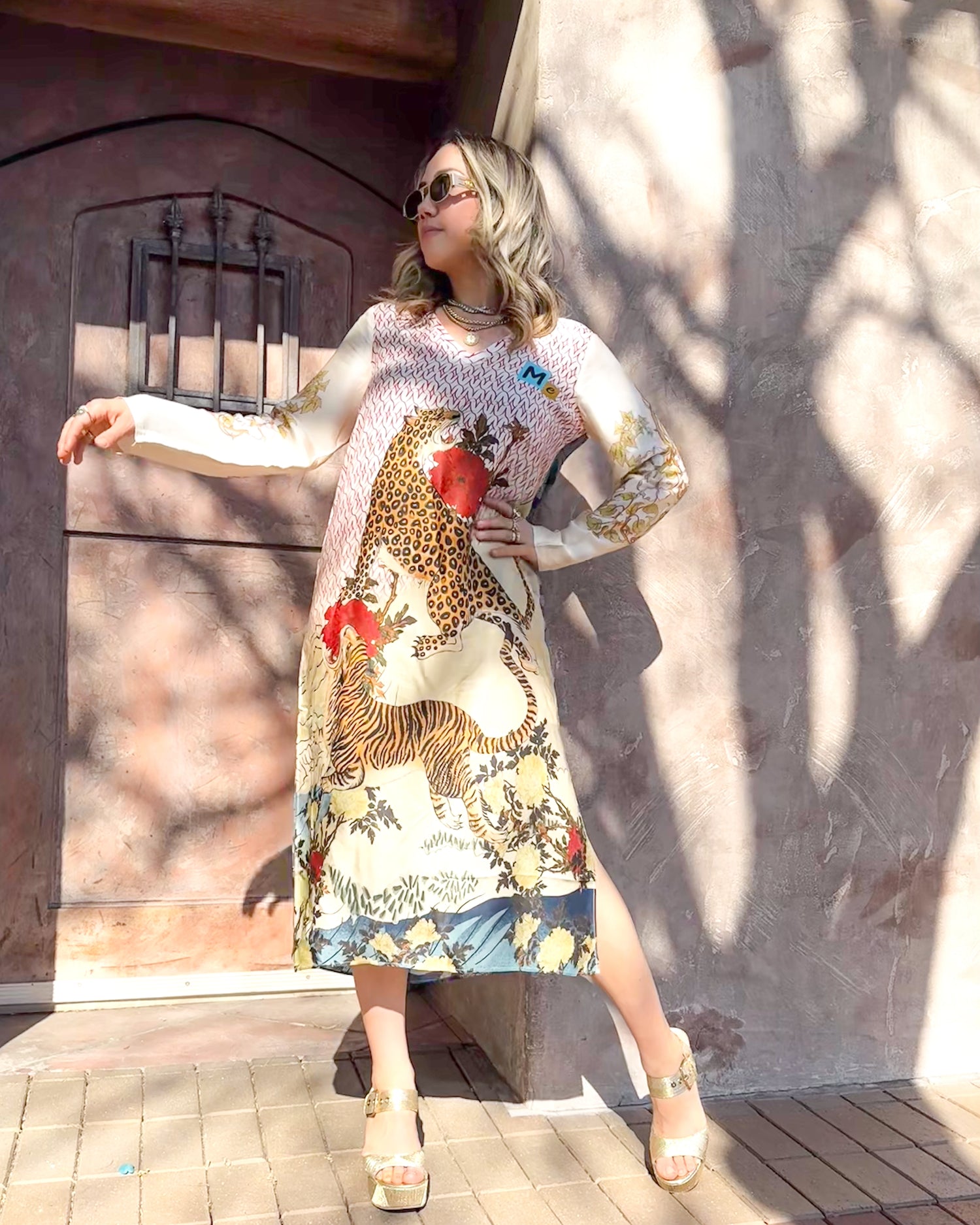 Violet V-Neck Oriental T-Dress