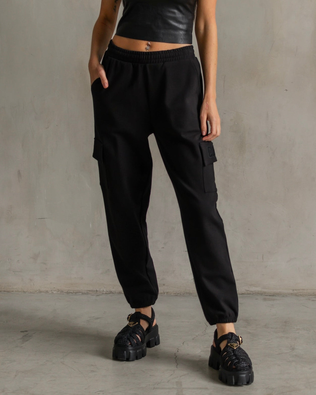 Chloe Interlock Cargo Jogger Black
