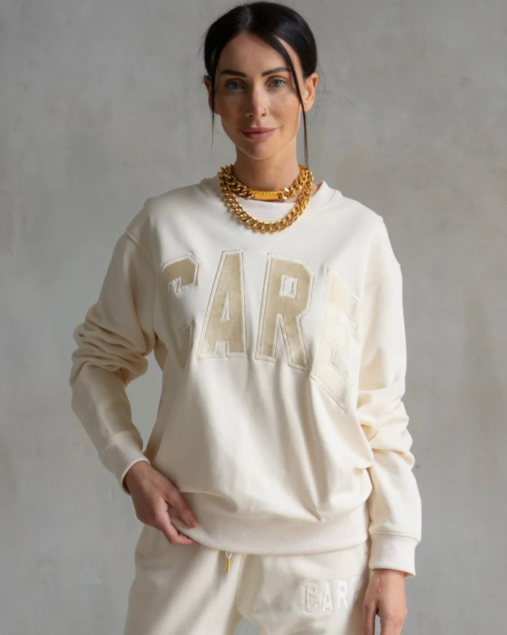 90’s Baggy CARE Crewneck - Ivory
