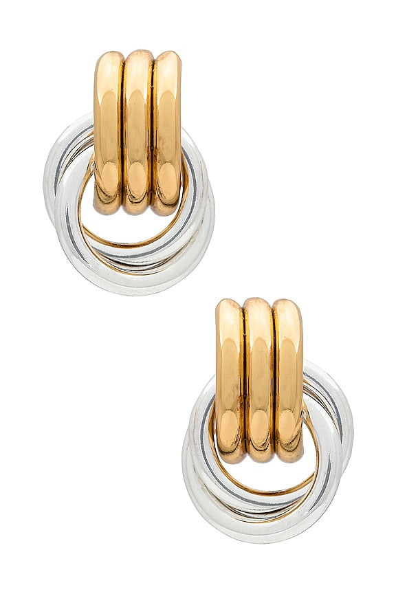 Double Knotted- Door Knocker- Two Tone Earring
