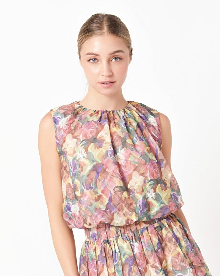 Sleeveless Blouson Top
