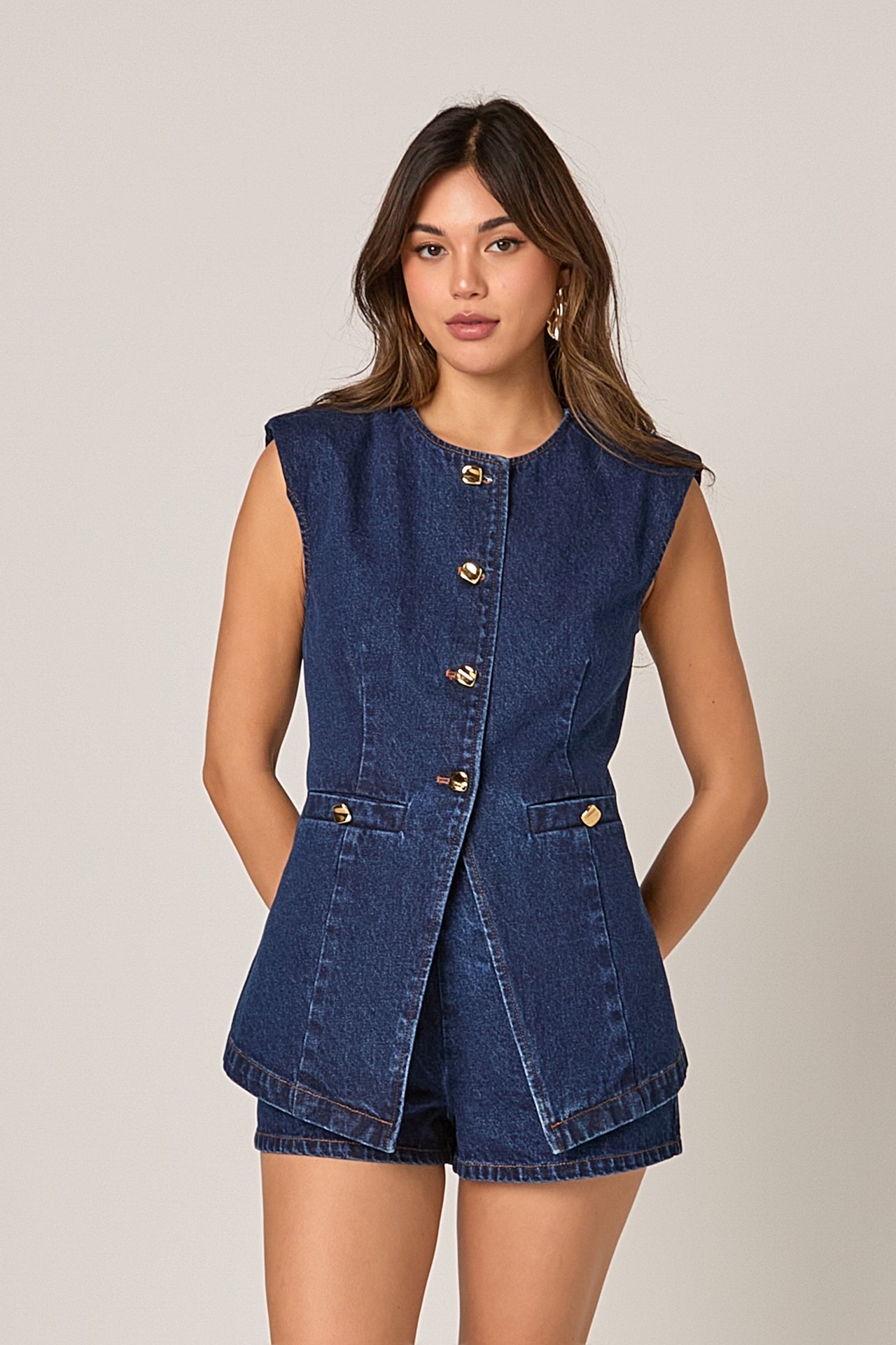 Denim Buttoned Vest