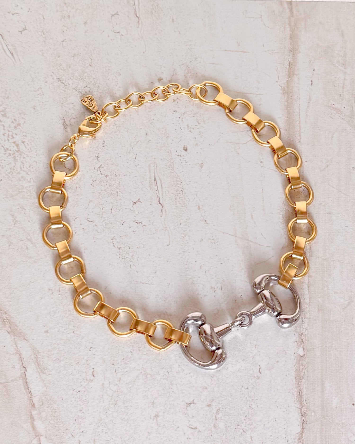 Yochi Horsebit 2 tone necklace