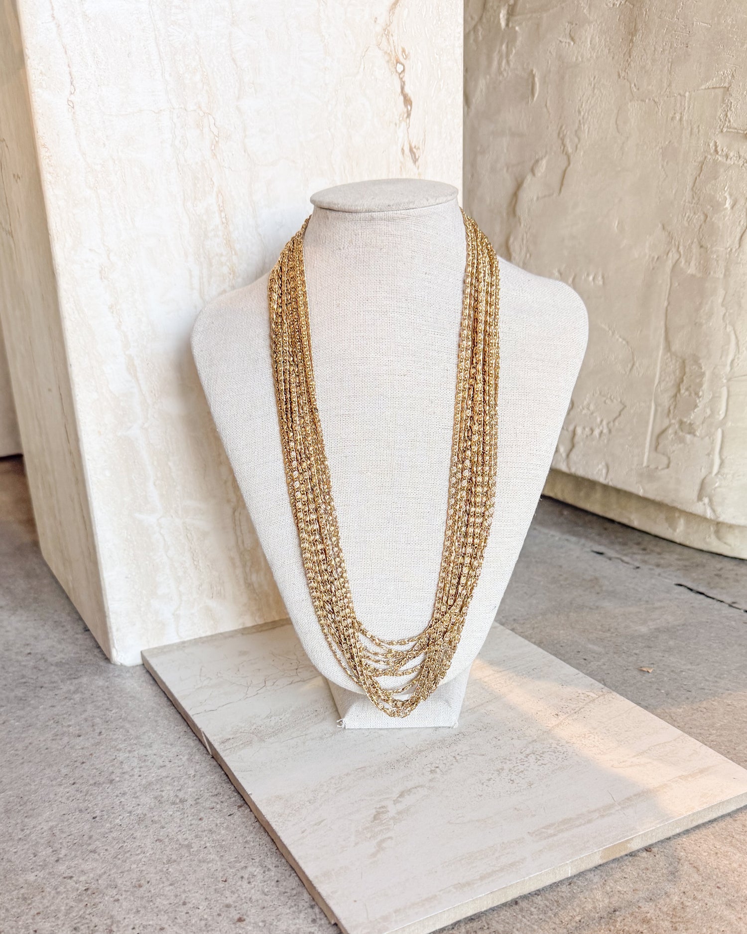 Vintage Gold 12-Strand Art Deco Necklace