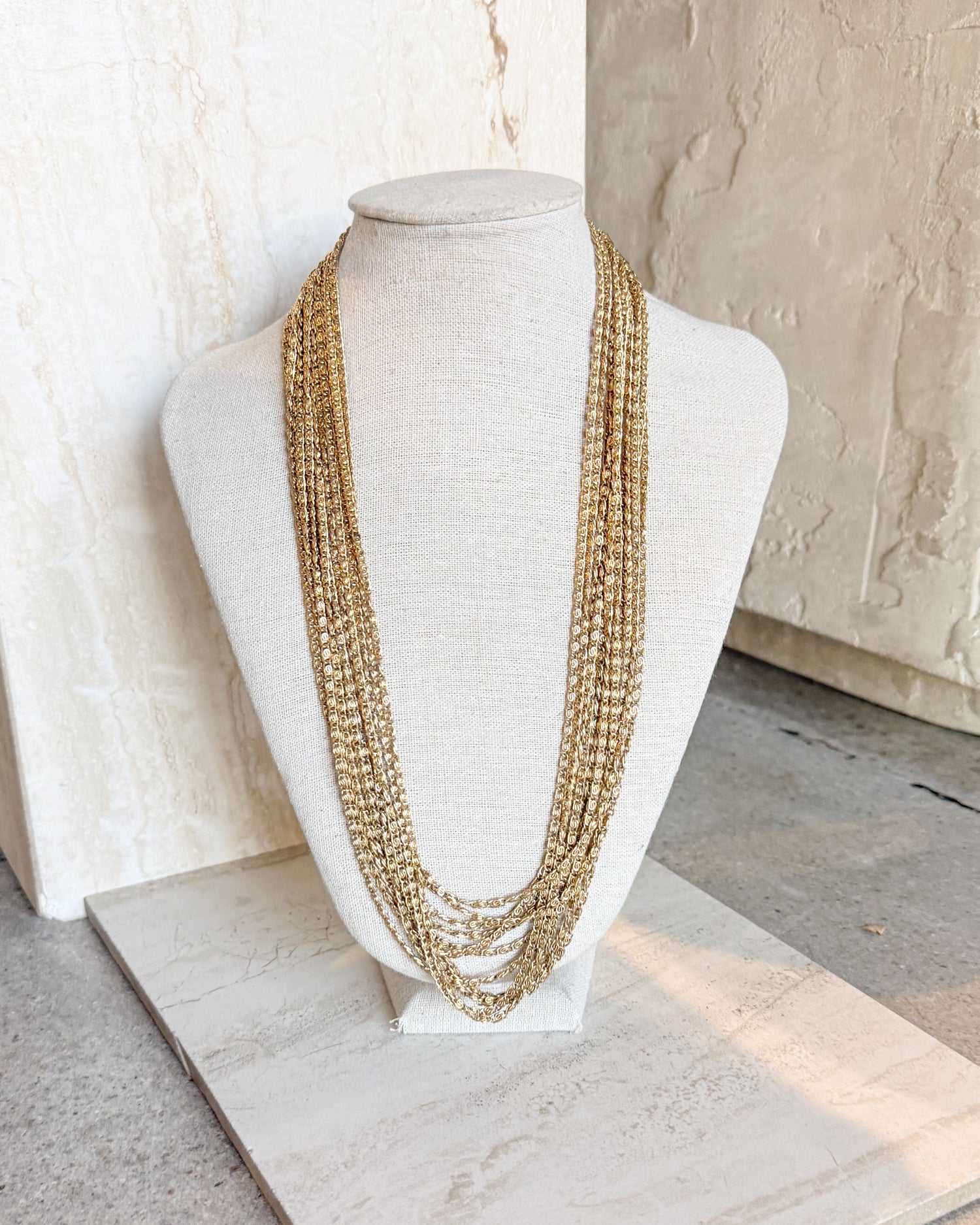 Vintage Gold 12-Strand Art Deco Necklace