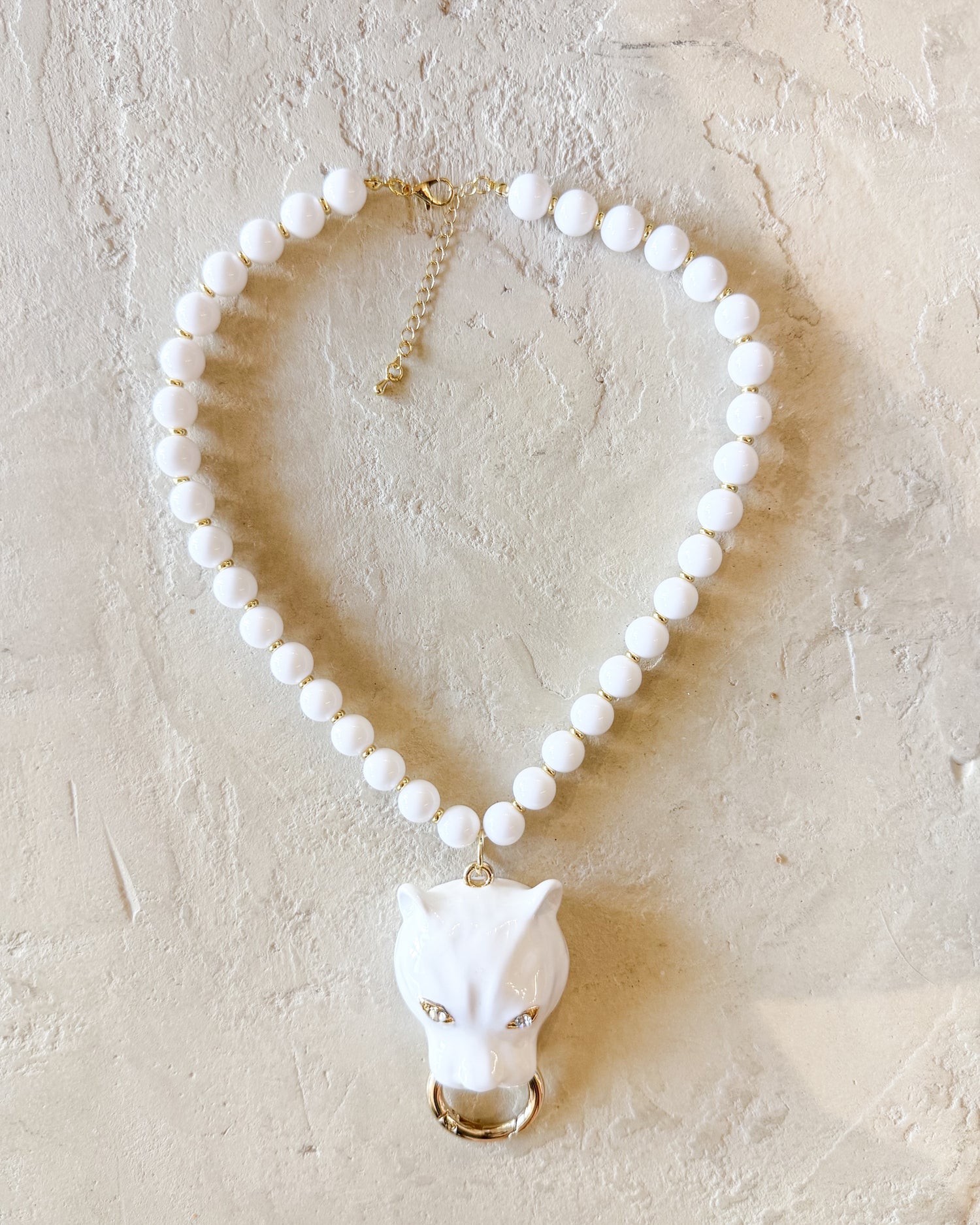 Beaded CZ Panther Necklace