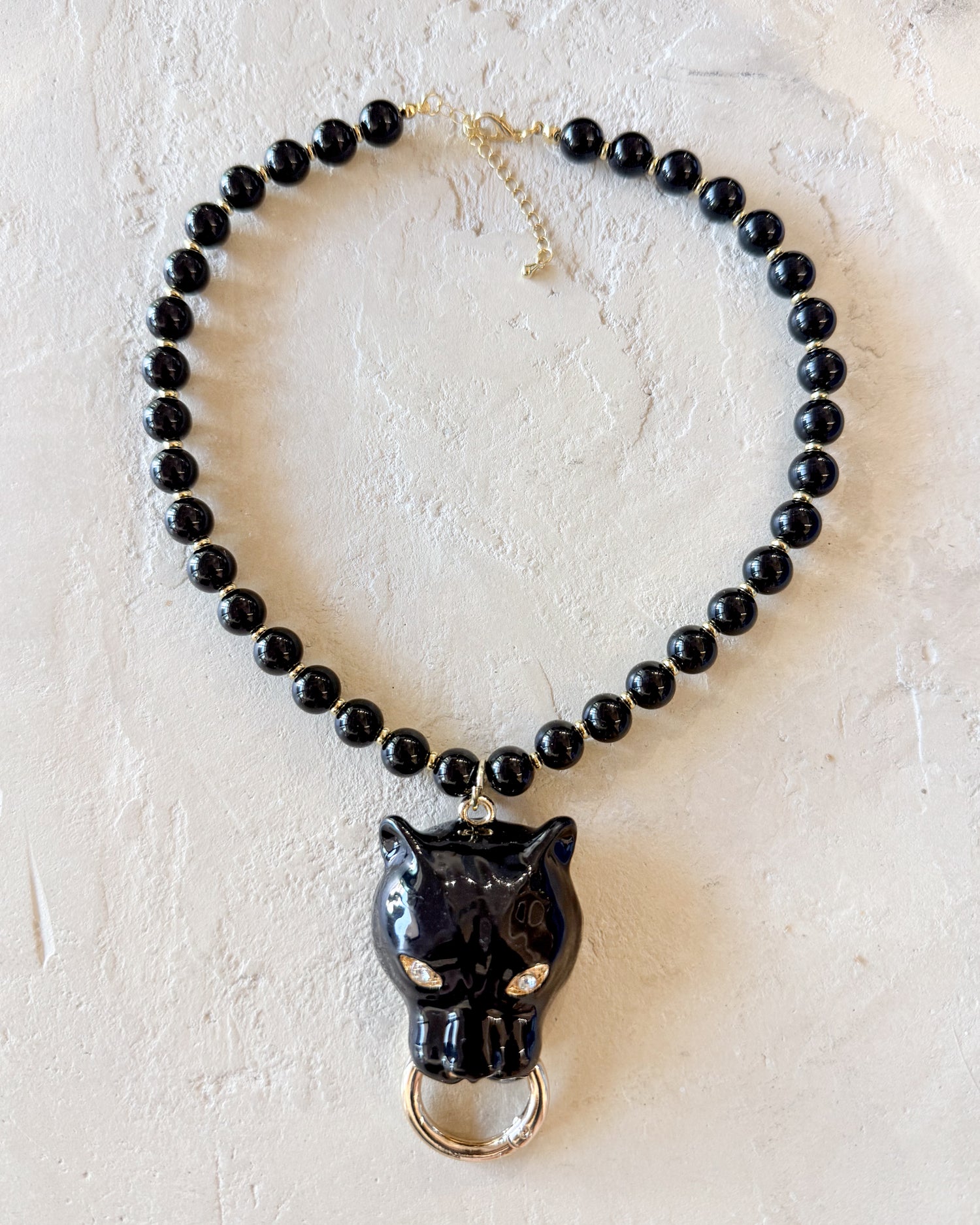 Beaded CZ Panther Necklace