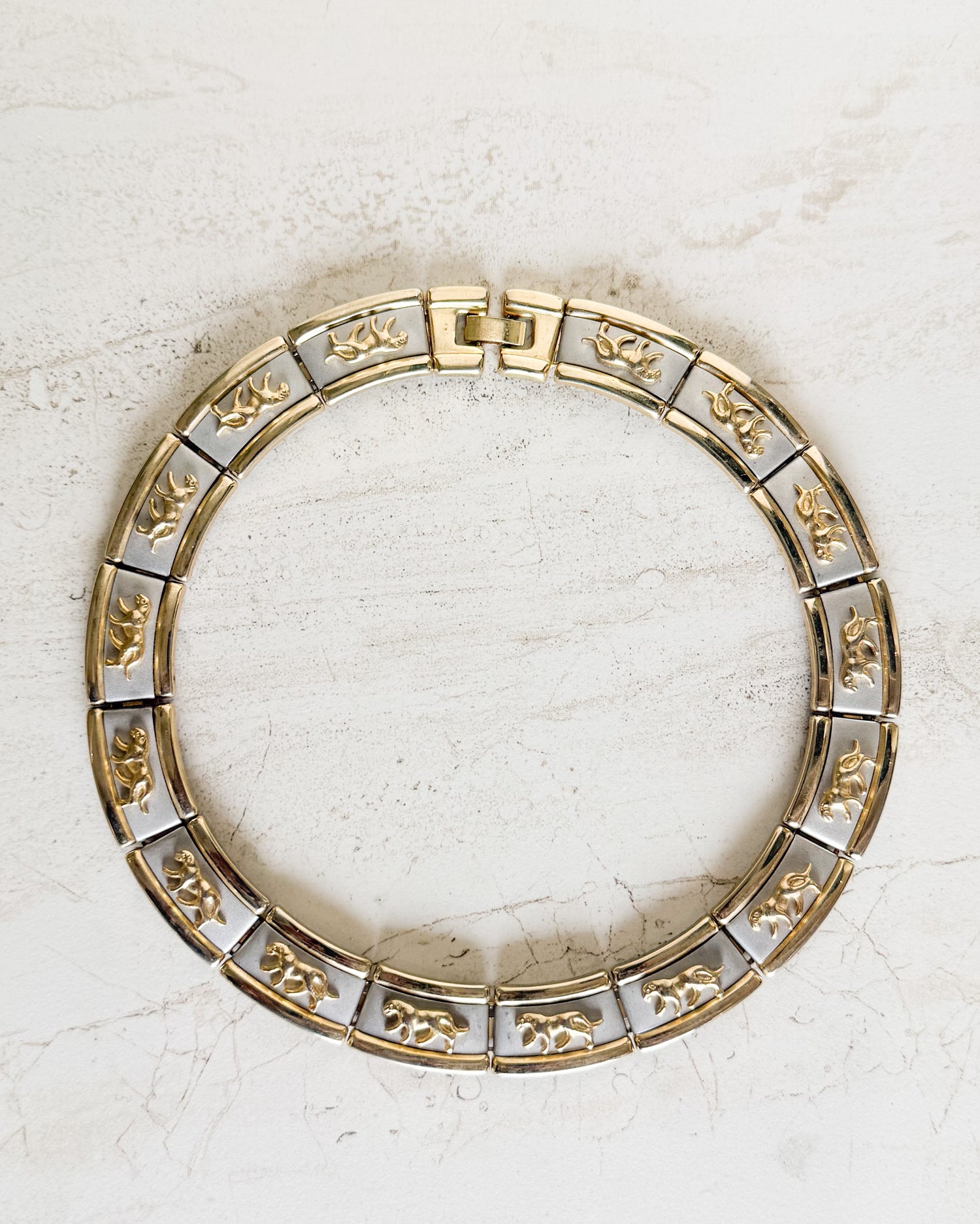 Vintage Two-Tone Jaguar Collar Necklace