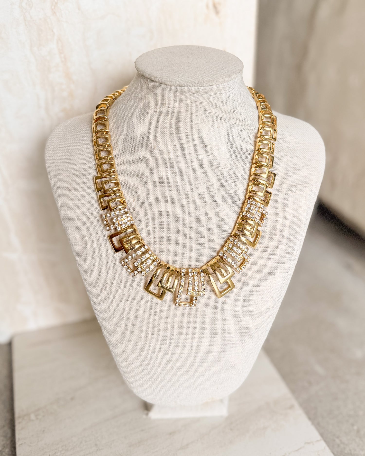 Vintage Greek Gold tone Link Necklace