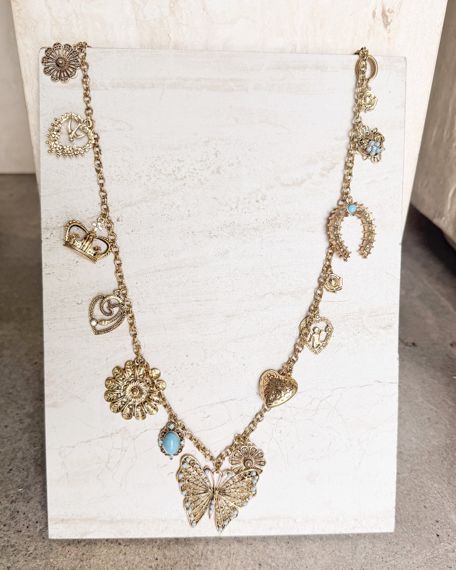 Vintage GOLD Rare Western CHARM NECKLACE