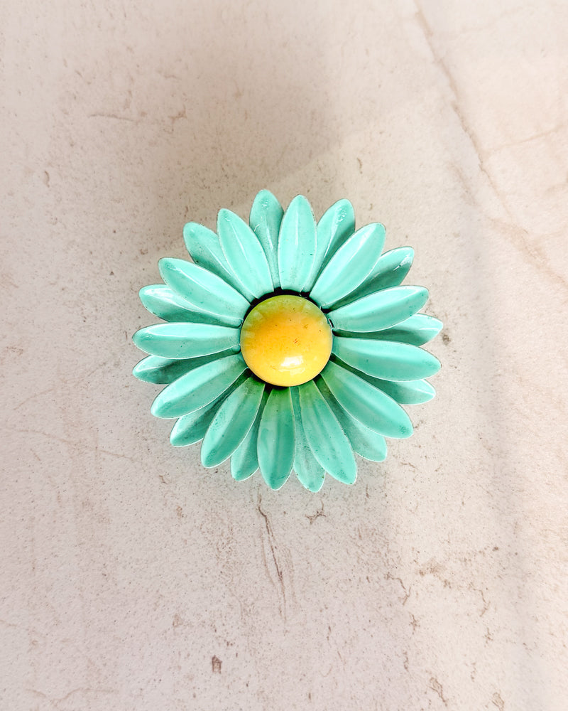 Vintage Turquoise Daisy Brooch
