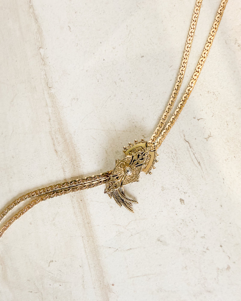 Vintage Gold Tone Bolo Necklace
