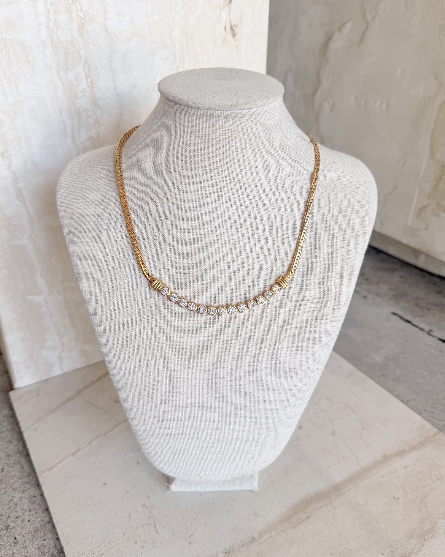 Vintage Crystal Gold Plated Necklace