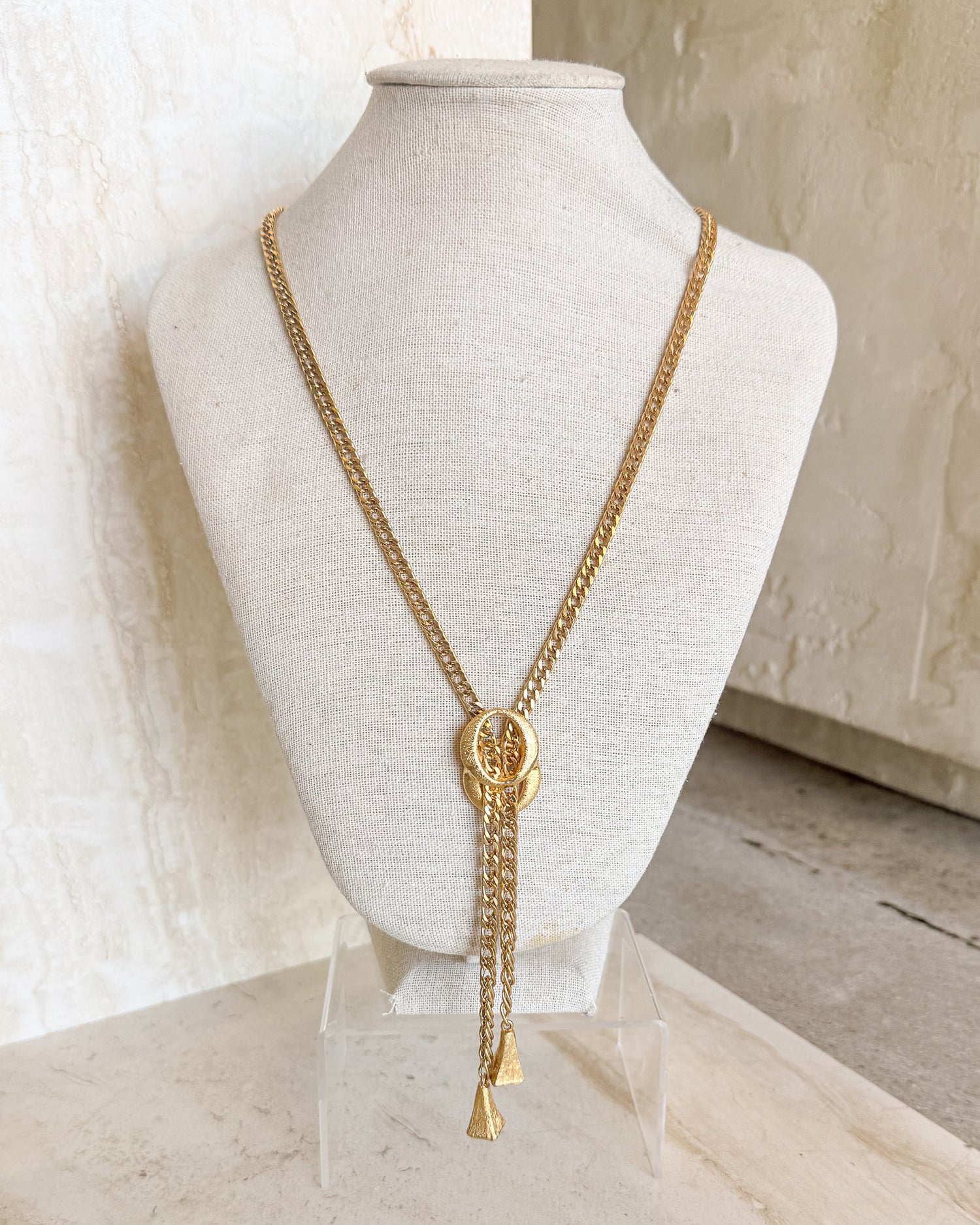 Vintage gold-plated lariat necklace