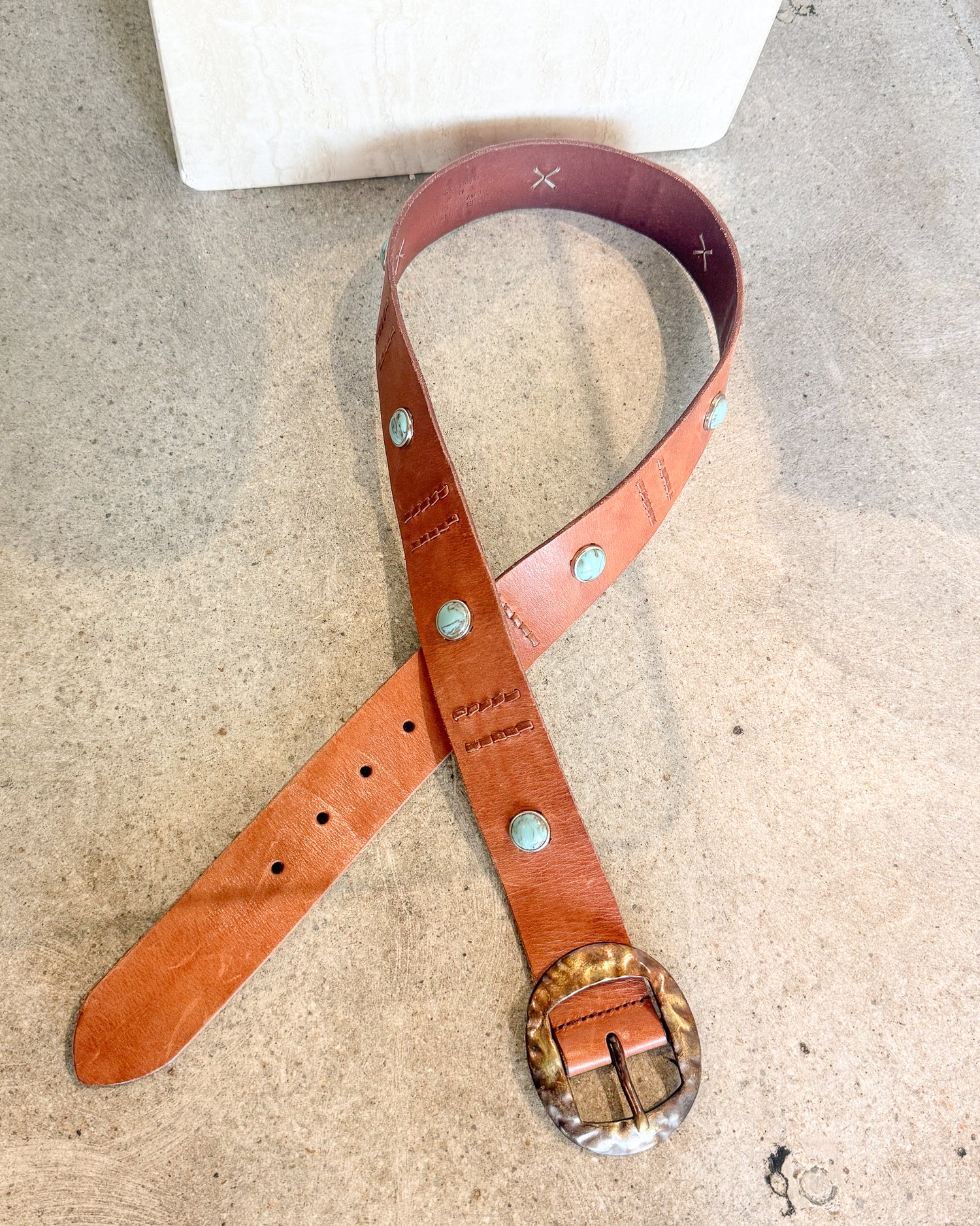 Vintage Streets Ahead Leather Turquoise studded Belt sm/med