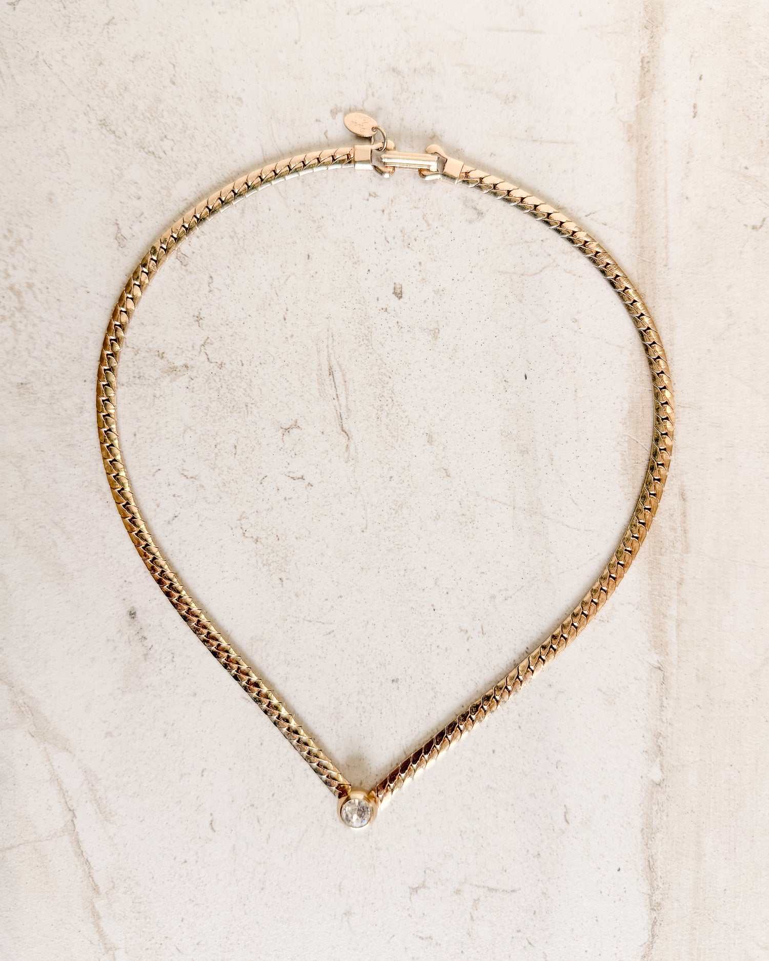 Vintage Crystal Stud gold tone necklace