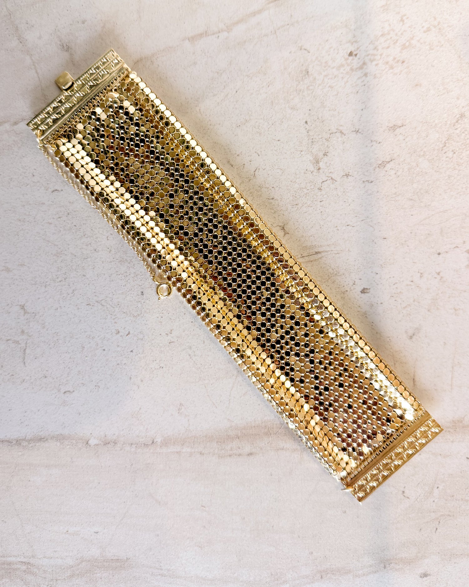 Vintage Gold Tone Mesh wide Bracelet