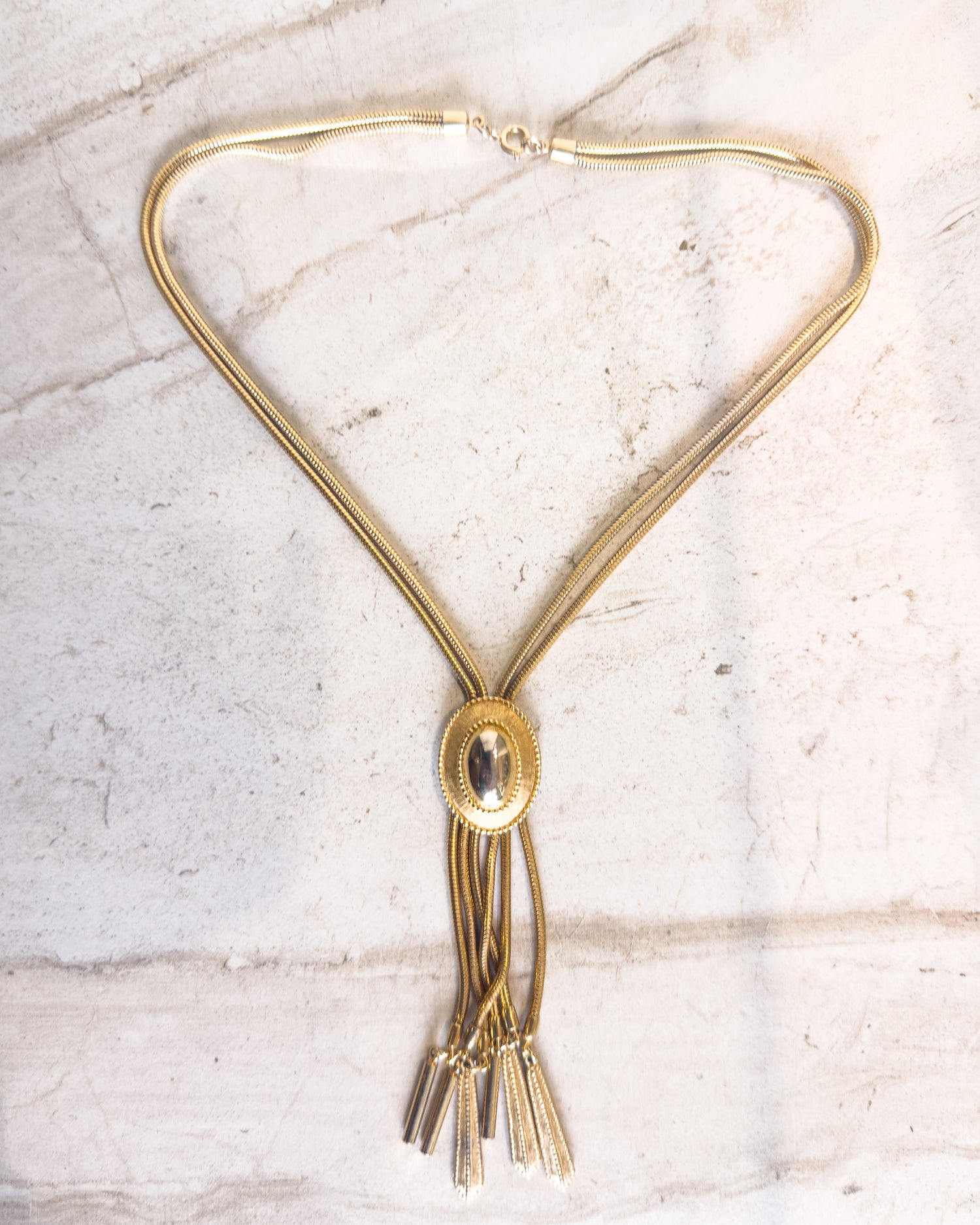 Vintage Gold Tone Lariat Necklace