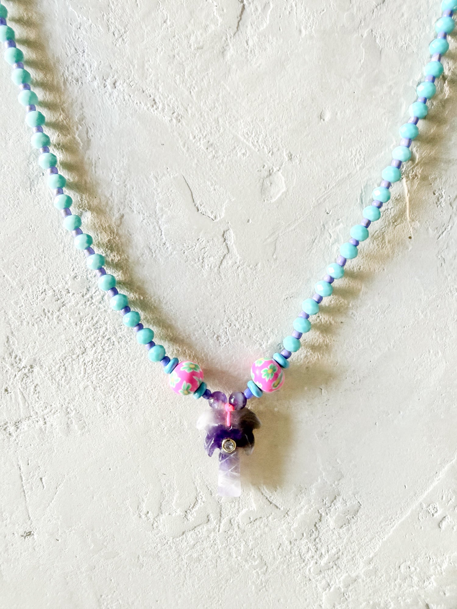 Crystal Palm Tree Beaded Necklace