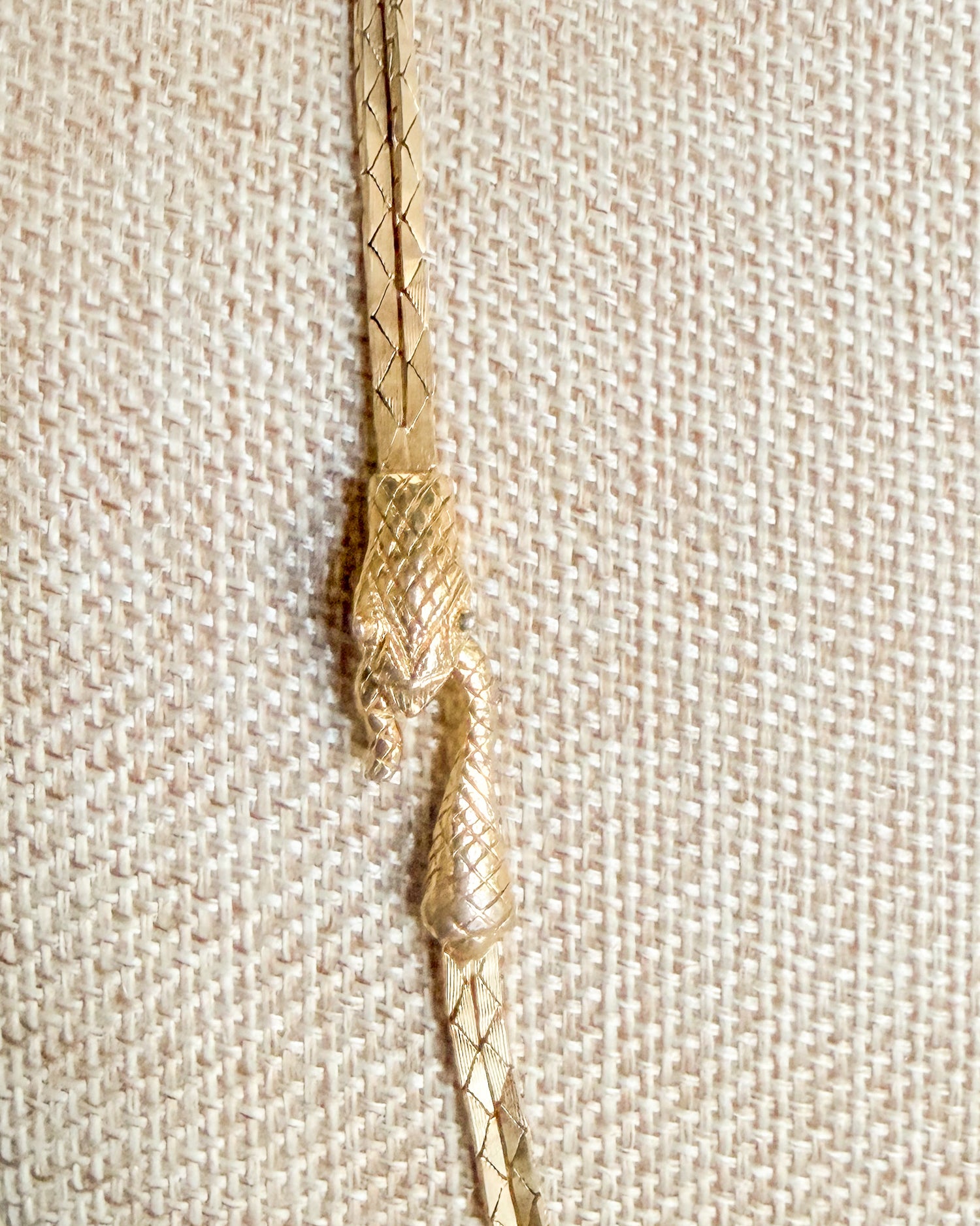 Vintage Gold Tone 2 Strand Snake Clasp Necklace