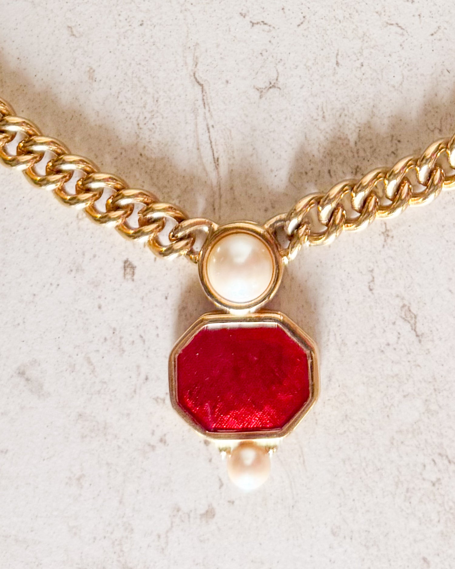 Vintage Signed Gold Tone Chain Necklace with Pendant