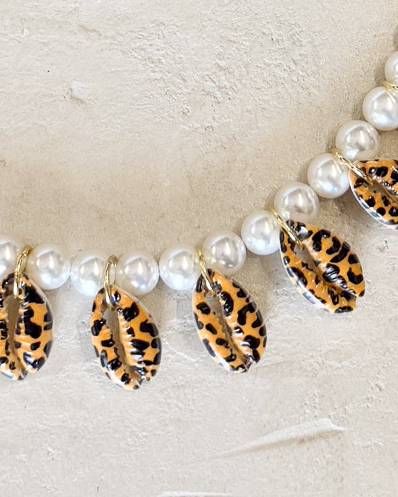 Hand Printed Leopard shell Necklace