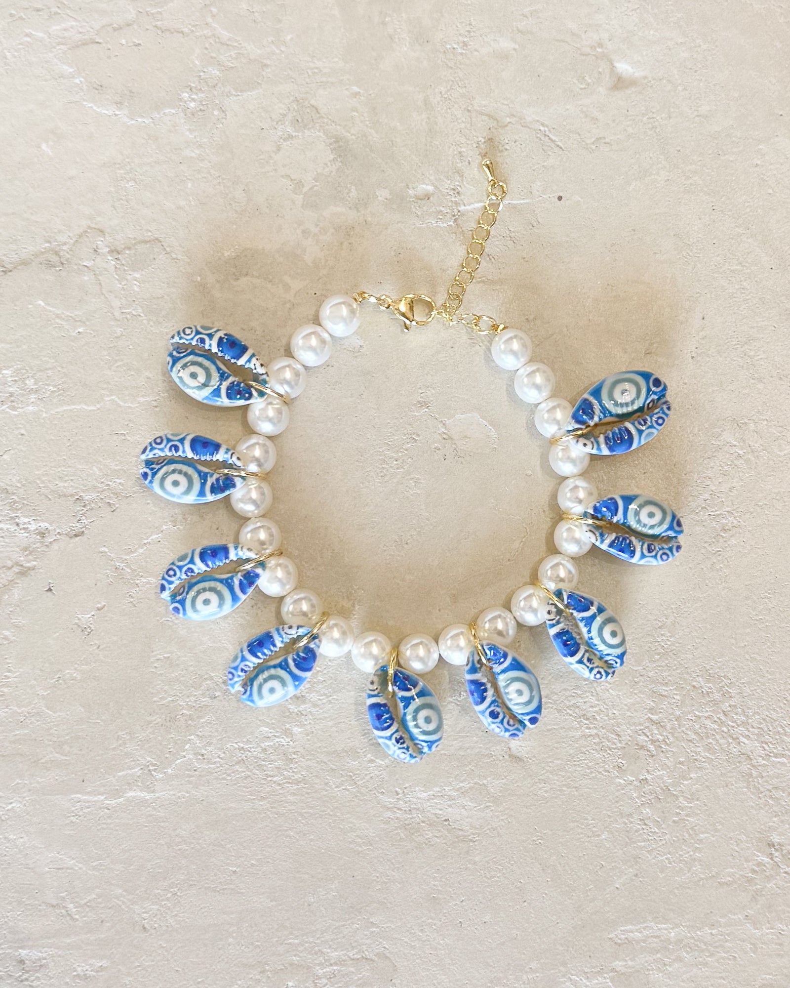 Hand painted eye Shell Pearl Anklet/ Bracelet