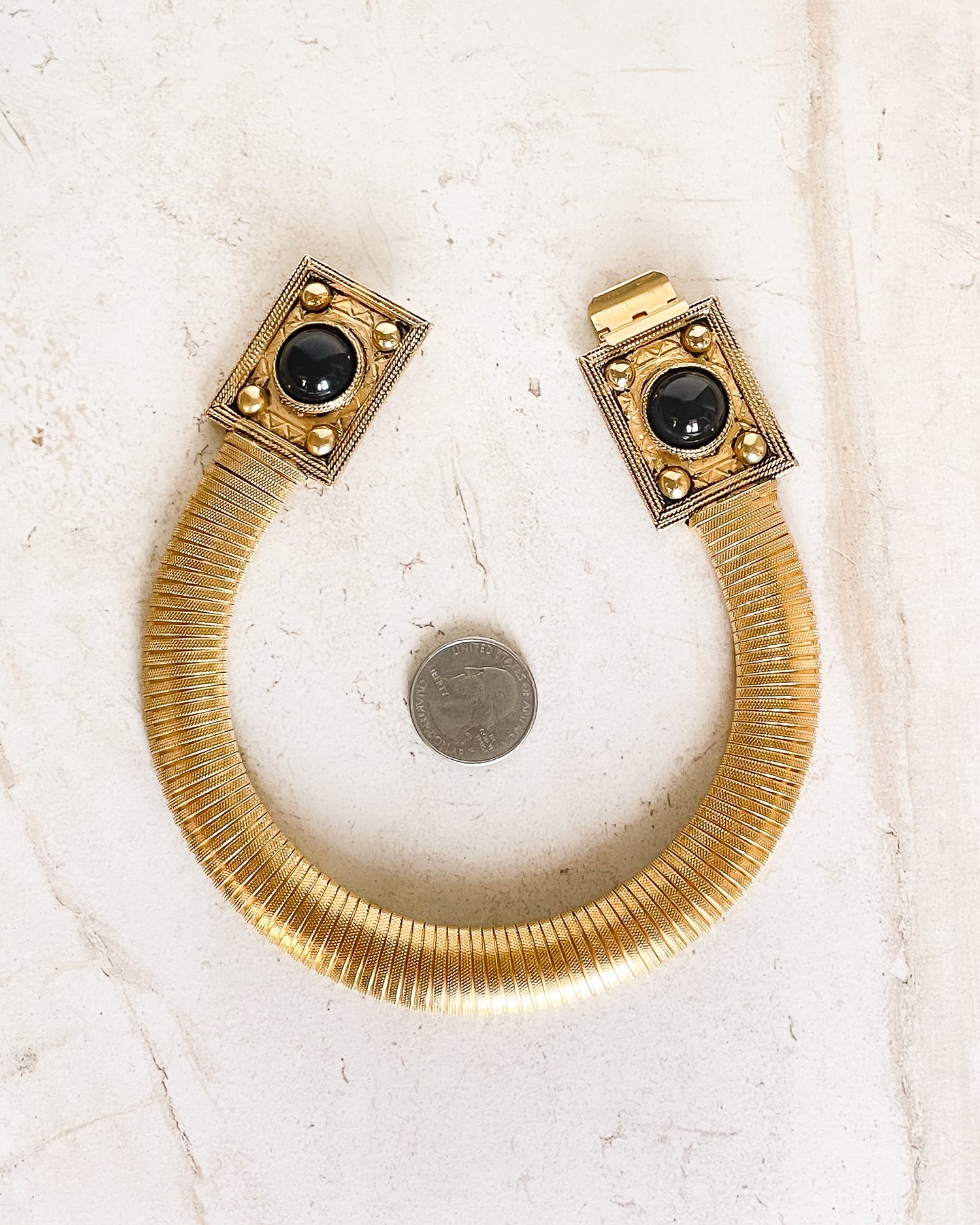 Vintage Onyx Gold Tone Chocker Necklace