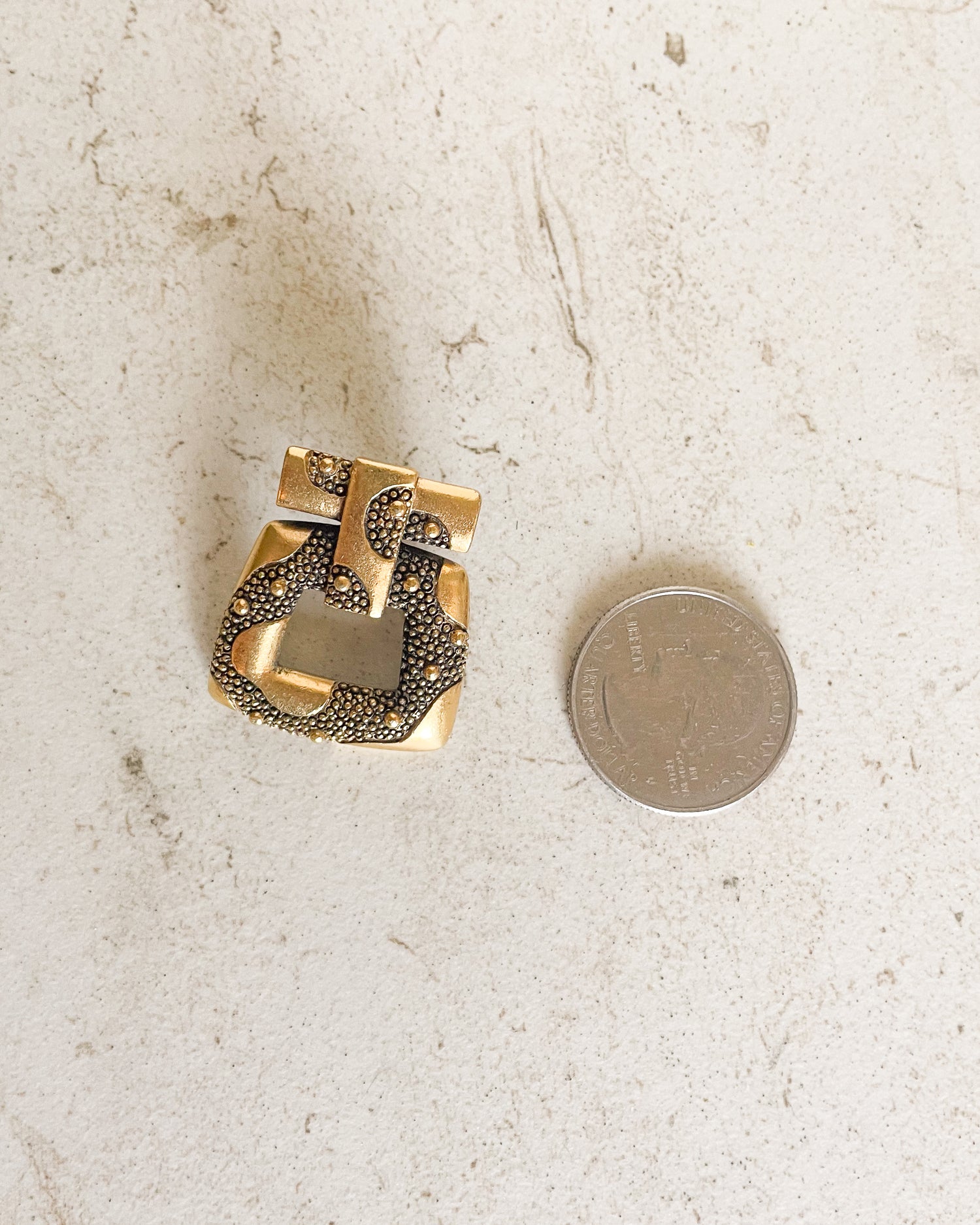 Vintage Gold Tone Square Dangle Earrings