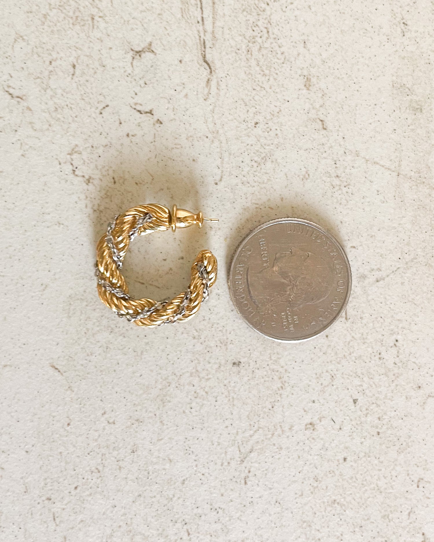 Vintage Twist Two Tone Metal Earrings