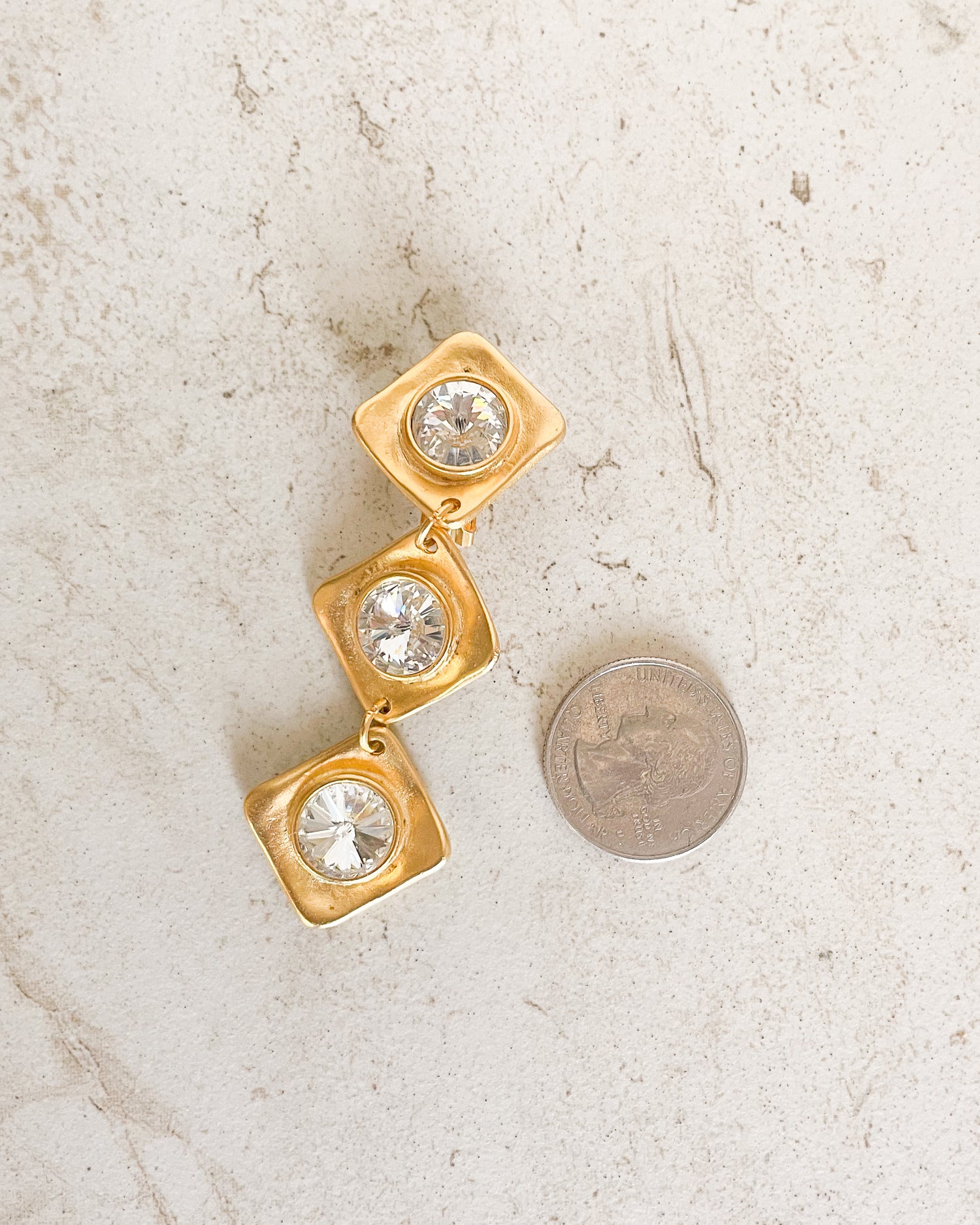 Vintage Geometric Golden Drop Earrings