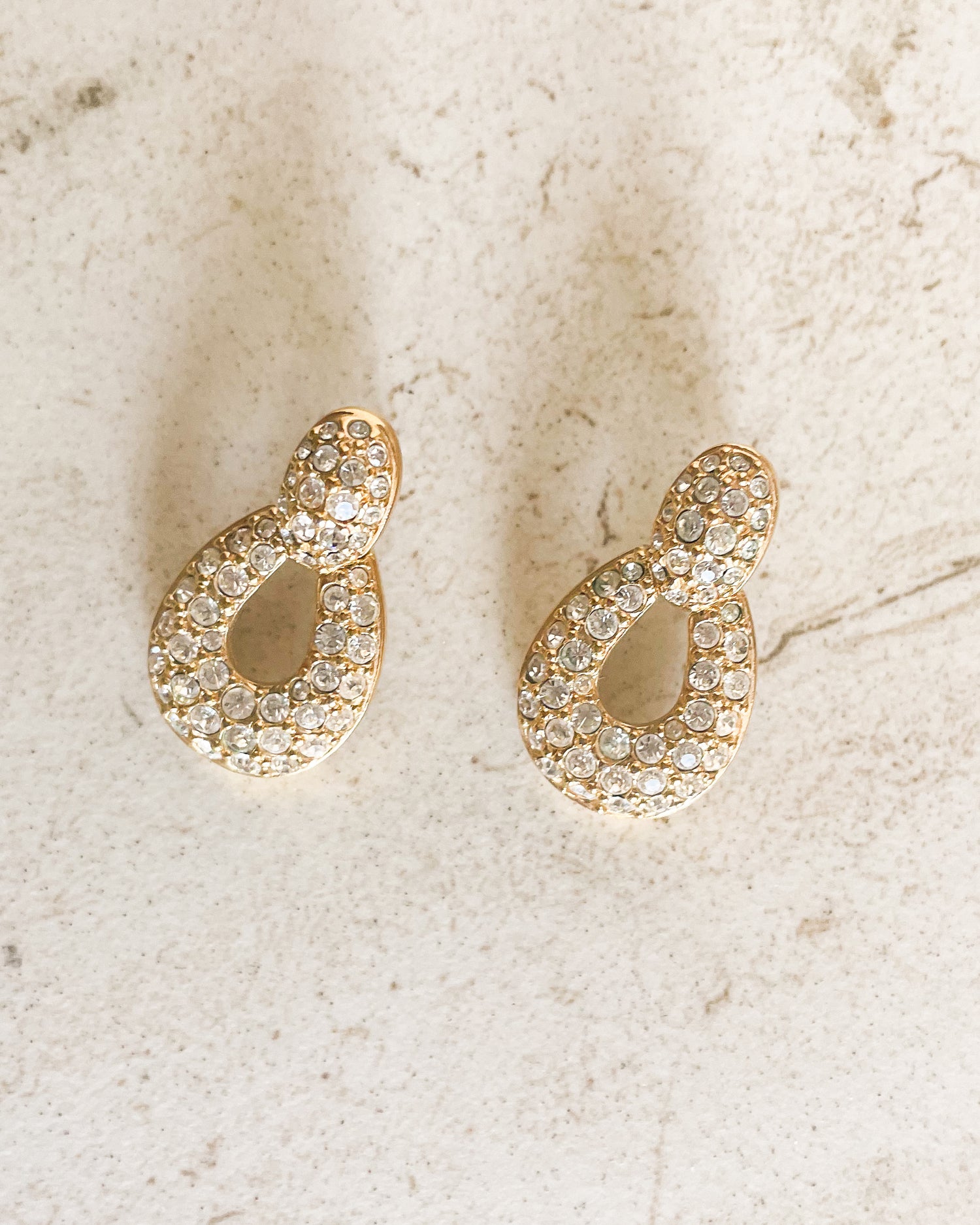 Vintage Signed Door Knocker Stud Earrings